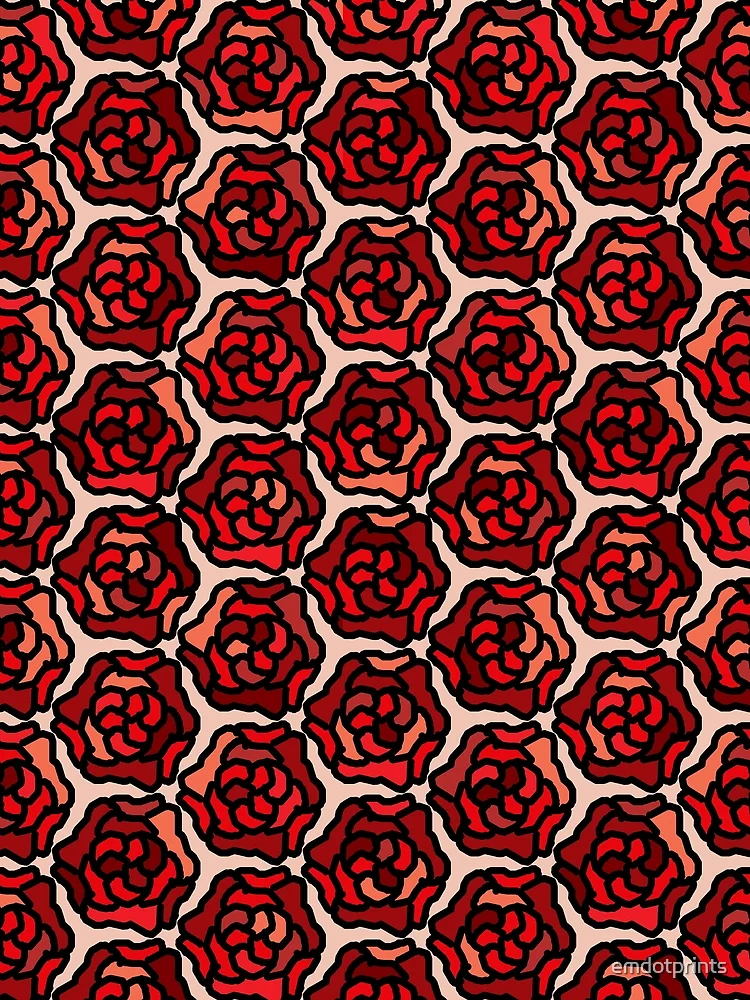 Thumbnail 3 of 3, Scarf, Red Roses - Pattern designed and sold by emdotprints.