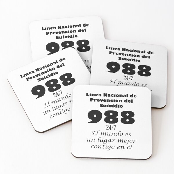 Item preview, National Suicide Prevention Lifeline 988 in Spanish in black and white designed and sold by JoyOfHopeStore.