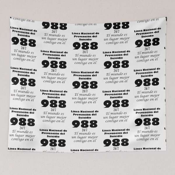 Item preview, National Suicide Prevention Lifeline 988 in Spanish in black and white designed and sold by JoyOfHopeStore.