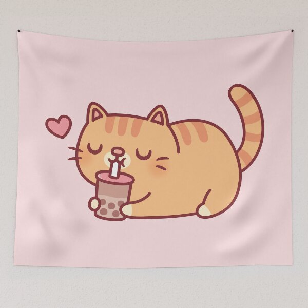 Item preview, Cute Chubby Orange Tabby Cat Loves Boba Tea designed and sold by rustydoodle.