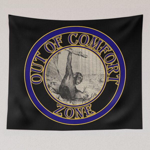 Item preview, 'Out of Comfort Zone' Old Book Chimpanzee and Bunny - Funny Quotes Designs for T-shirts, stickers and other accessories. designed and sold by Ridiculam Toga.