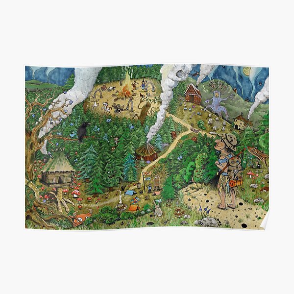 Wimmelbild Hexenwald Poster