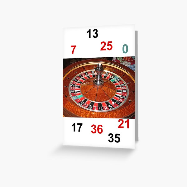 Roulette casino wheel chips and numbers Greeting Card