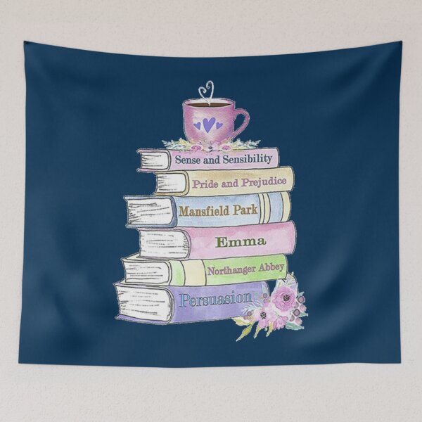 Item preview, Jane Austen Book Stack Pride and Prejudice Literary Quotes Book Club    designed and sold by KitCronk.