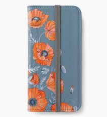 Blumen botanische Kunst der Mohnblumen iPhone Flip-Case/Hülle/Klebefolie