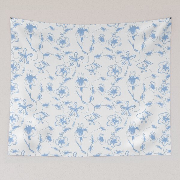 Item preview, Seamless floral romantic blue flowers pattern designed and sold by fuzzyfox.