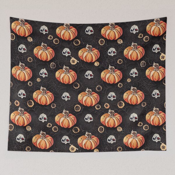 Item preview, Pumpkin and skulls tiled designed and sold by PrintPhrases.