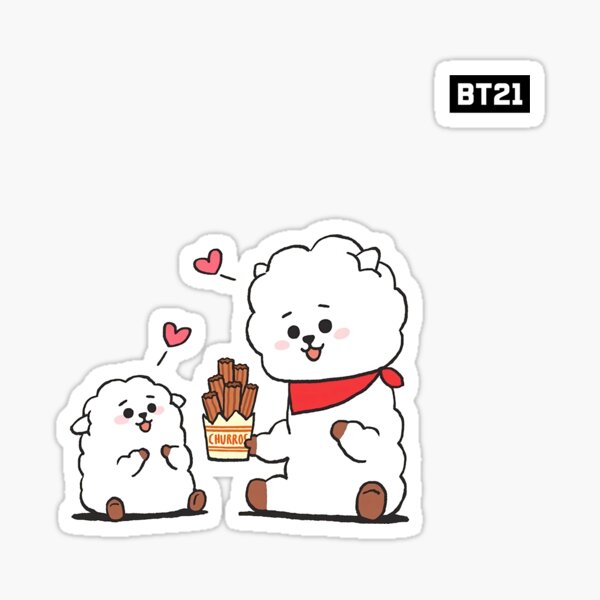 BTS BT21 RJ and Mang eating together new mang without mask ( Jin and JHope  in the military ) cute aesthetic sqyirrel and alpaca Poster for Sale by  Glacieux