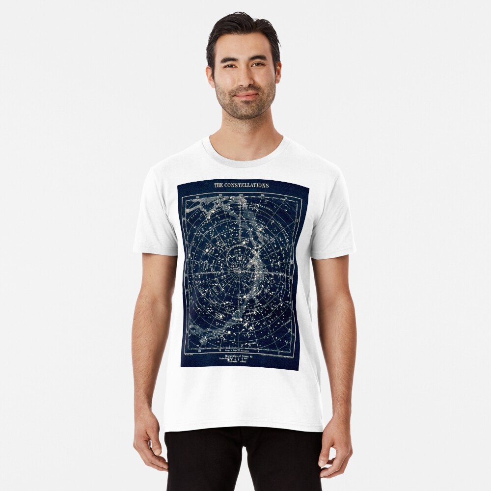 THE STAR CONSTELLATIONS : Vintage 1900 Galaxy Print Premium T-Shirt