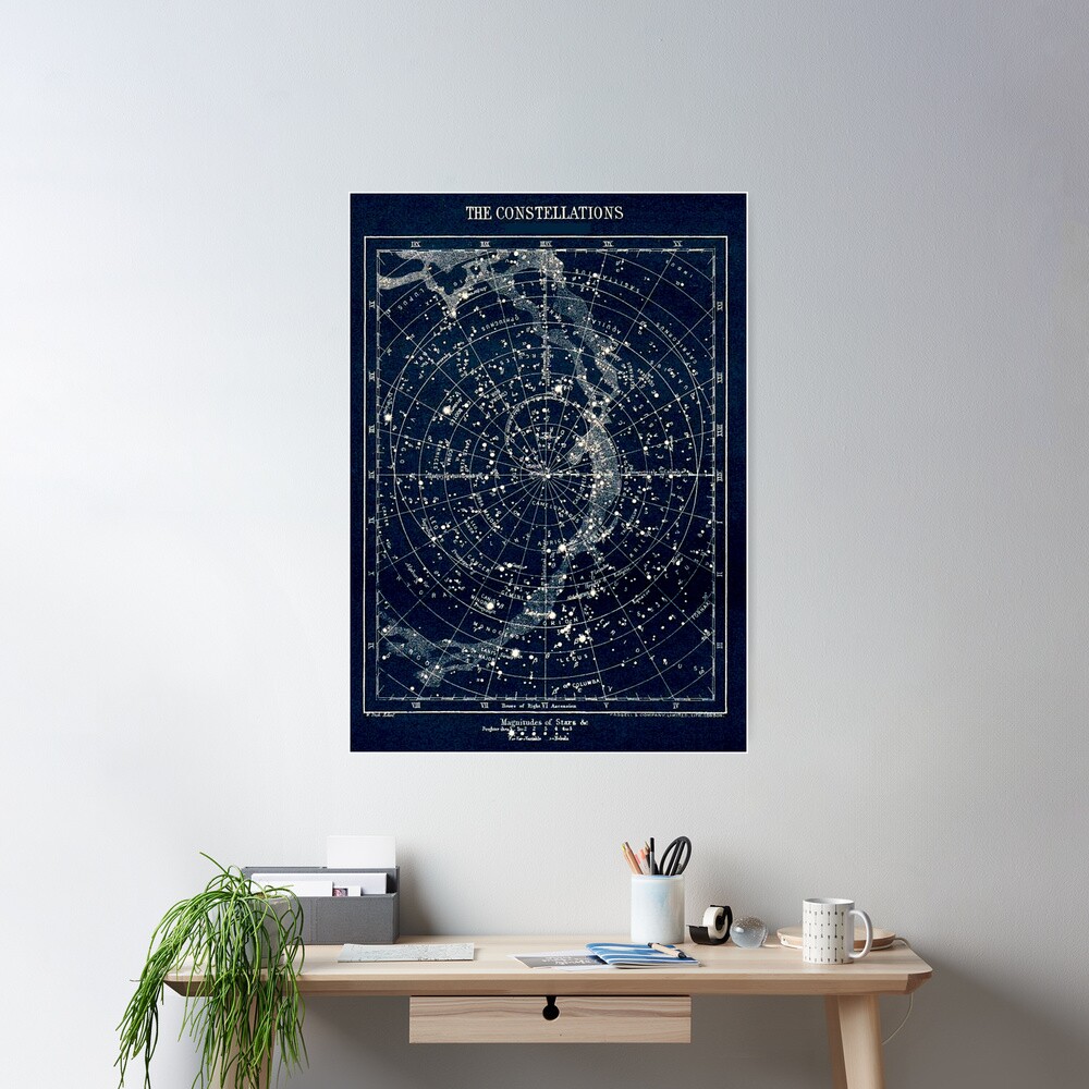 THE STAR CONSTELLATIONS : Vintage 1900 Galaxy Print Poster