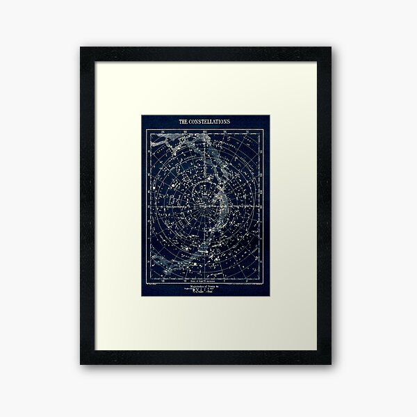 LES CONSTELLATIONS ÉTOILES: Vintage 1900 Galaxy Print Impression encadrée