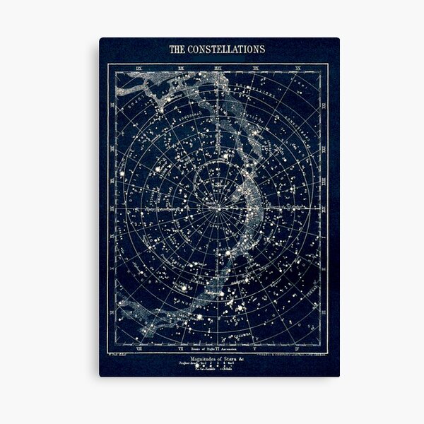 THE STAR CONSTELLATIONS : Vintage 1900 Galaxy Print Canvas Print
