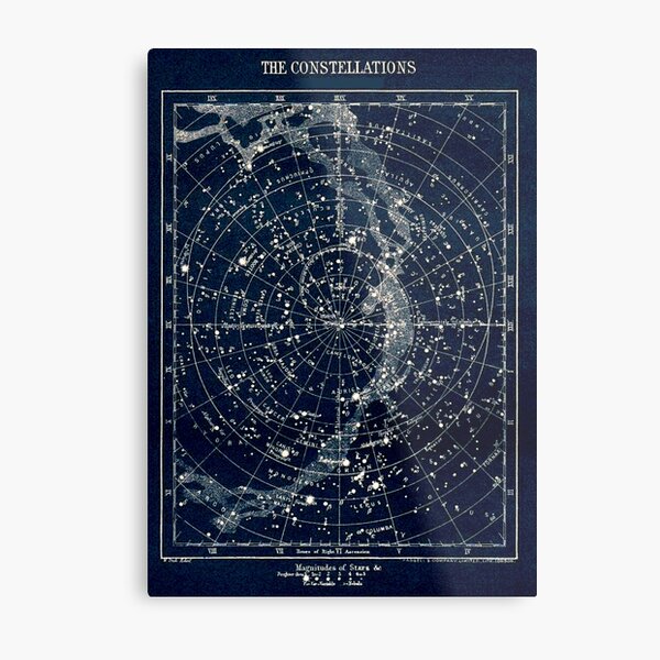 DIE STERNKONSTELLATIONEN: Vintage 1900 Galaxy Print Metallbild