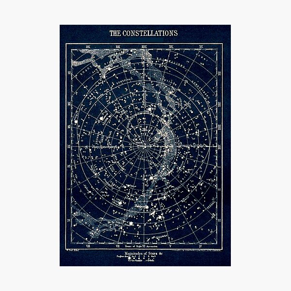 THE STAR CONSTELLATIONS : Vintage 1900 Galaxy Print Photographic Print