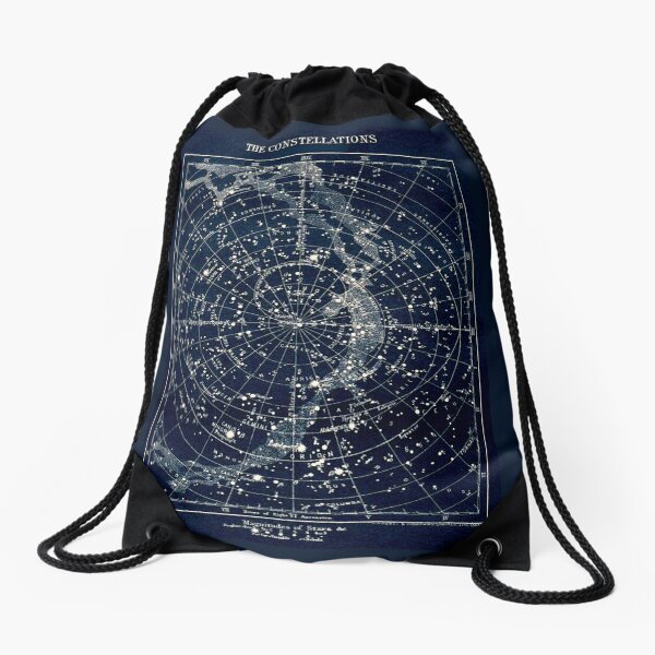 THE STAR CONSTELLATIONS : Vintage 1900 Galaxy Print Drawstring Bag