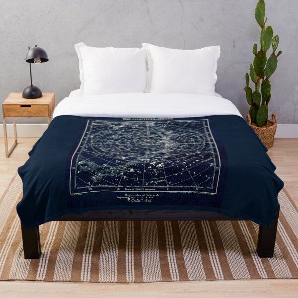 THE STAR CONSTELLATIONS : Vintage 1900 Galaxy Print Throw Blanket