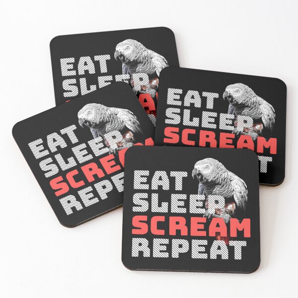 Item preview, Eat Sleep Scream Repeat African Congo Grey Parrot designed and sold by Alienphysique.