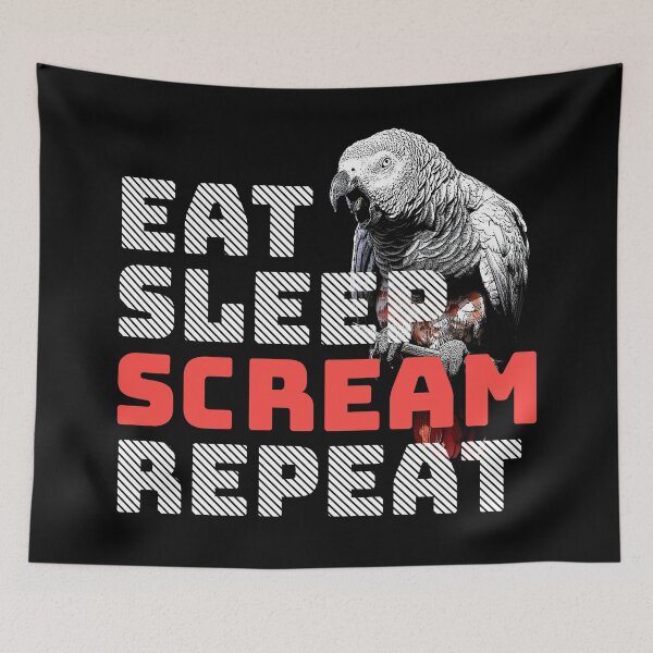 Item preview, Eat Sleep Scream Repeat African Congo Grey Parrot designed and sold by Alienphysique.
