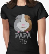 PAPA pig (guinea pig) with matching mama and baby pig Women's Fitted T-Shirt