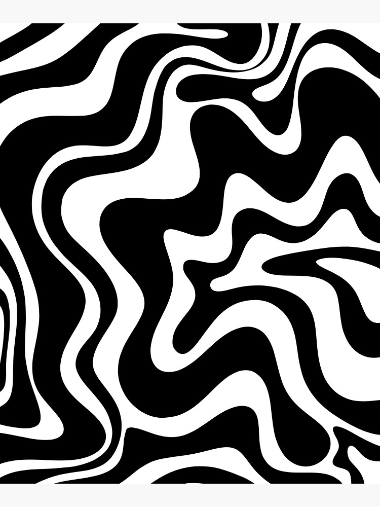 Retro Liquid Swirl Abstract Pattern in Black and Almond Cream by kierkegaard