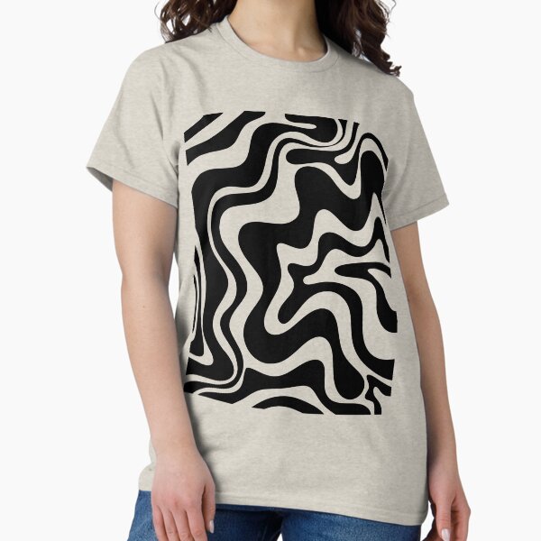 Vista previa del artículo con la obra «Patrón abstracto de remolino líquido retro en negro y crema de almendras», diseñado y vendido por kierkegaard.