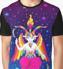 1997 Neon Rainbow Baphomet Graphic T-Shirt