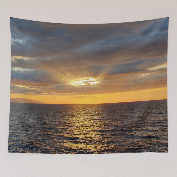 Item preview, Gold cloudy sky colors during a sunset in the sea designed and sold by Pixtela ..