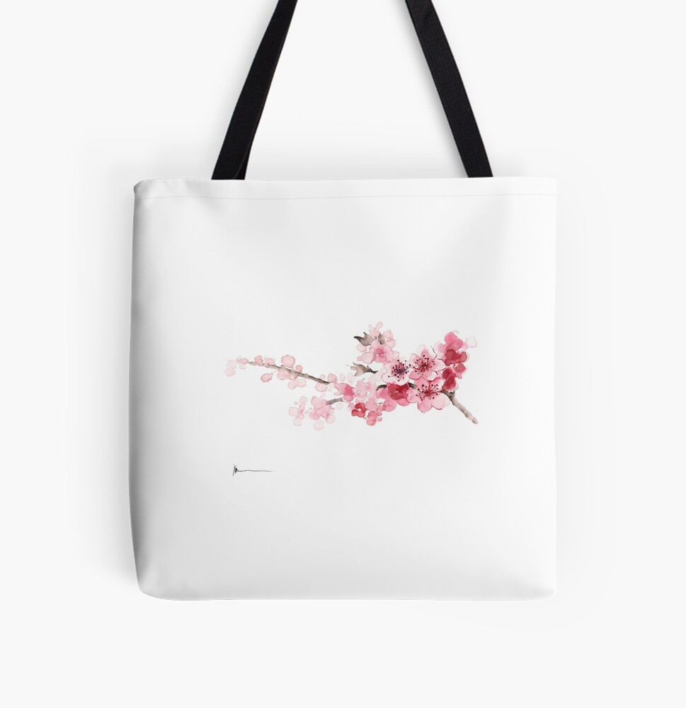 Cherry Blossom Watercolor Painting Colorful Tree Art Print Tote Bag by  Joanna Szmerdt - Pixels