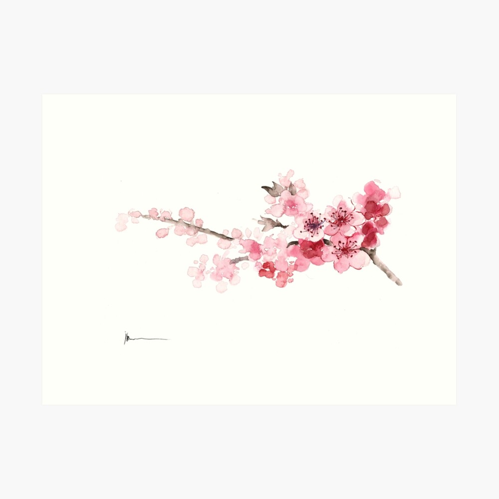 Cherry blossom, Blossom wall art, Buy art online, Flower blossom watercolor  art print Tote Bag
