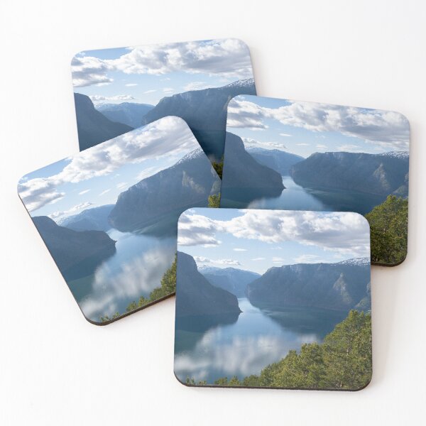 Item preview, Wonderful landscapes in Norway. Vestland. Beautiful scenery of Aurland fjord from the Stegastein view point facing to the village of Aurland. Sunny day designed and sold by Maurizio Fabbroni.