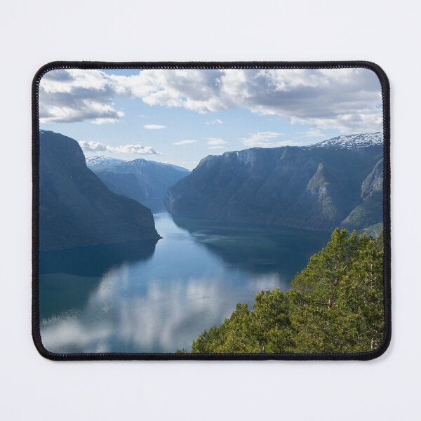 Item preview, Wonderful landscapes in Norway. Vestland. Beautiful scenery of Aurland fjord from the Stegastein view point facing to the village of Aurland. Sunny day designed and sold by Maurizio Fabbroni.