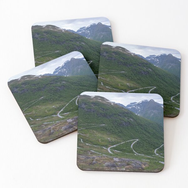 Item preview, Wonderful landscapes in Norway. Vestland. Beautiful scenery of winding roads and snowed mountains from the Gaularfjellet scenic route. Cloudy day.  designed and sold by Maurizio Fabbroni.