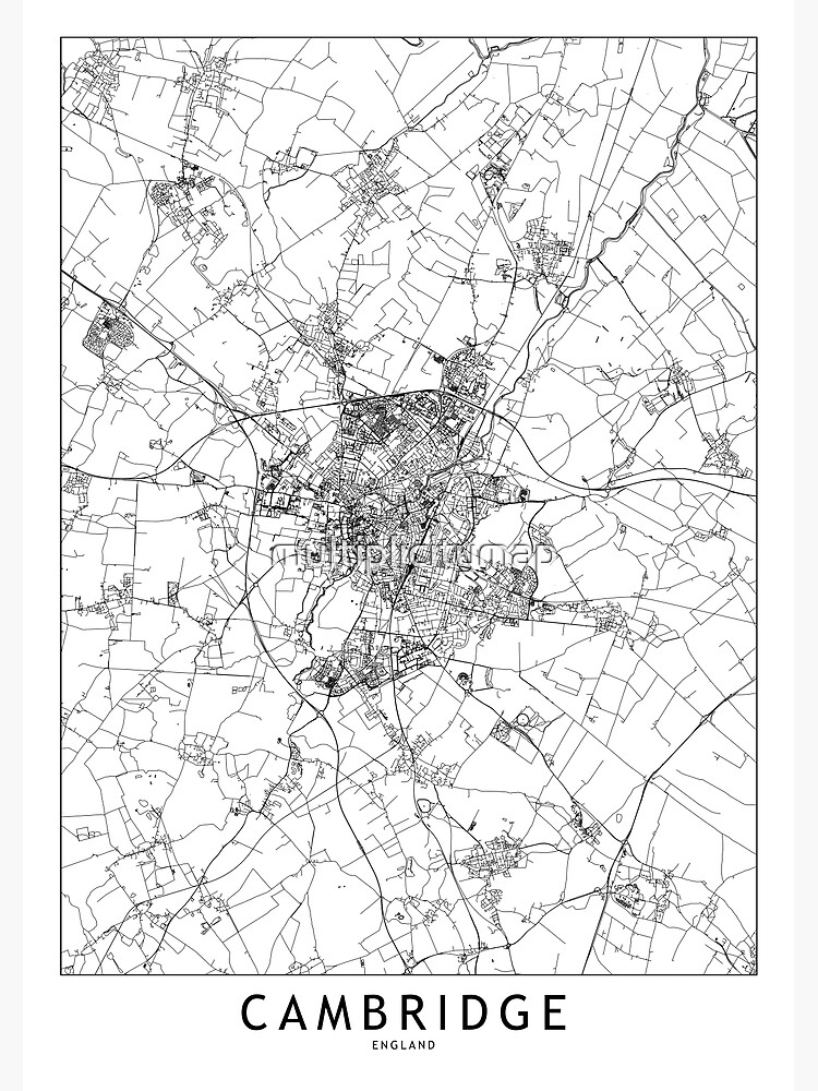 "Cambridge White Map" Photographic Print for Sale by multiplicitymap