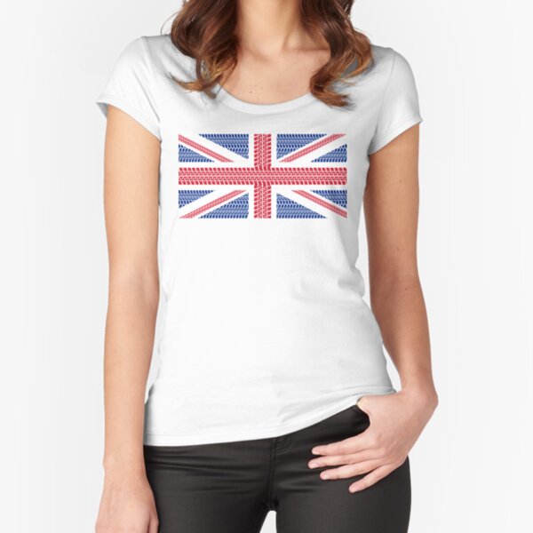 Tire track Union Jack British Flag Fitted Scoop T-Shirt