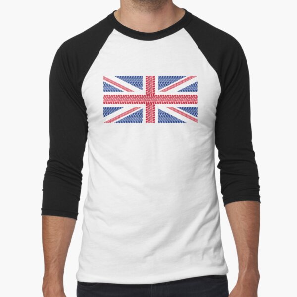 Tire track Union Jack British Flag Baseball ¾ Sleeve T-Shirt