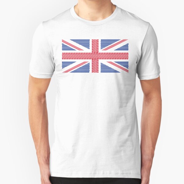 Tire track Union Jack British Flag Slim Fit T-Shirt