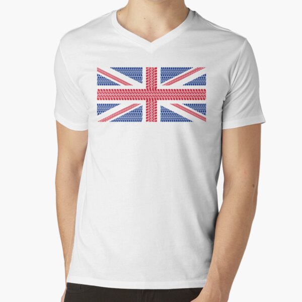 Tire track Union Jack British Flag V-Neck T-Shirt
