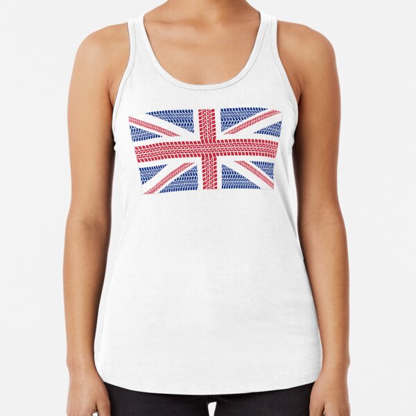 Tire track Union Jack British Flag Racerback Tank Top