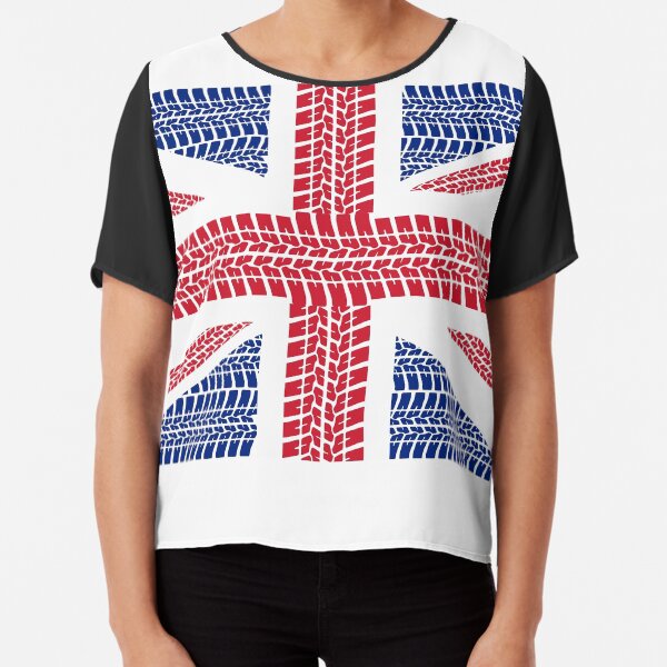 Tire track Union Jack British Flag Chiffon Top
