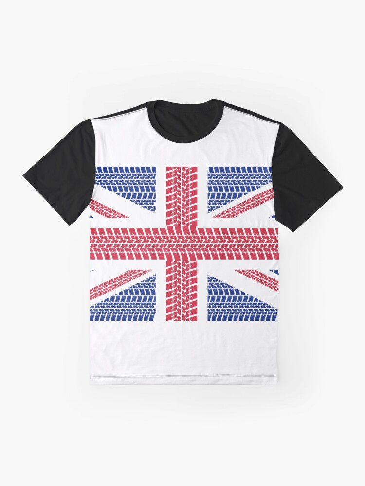 Alternate view of Tire track Union Jack British Flag Graphic T-Shirt