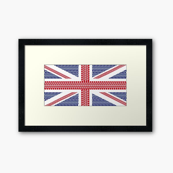 Tire track Union Jack British Flag Framed Art Print