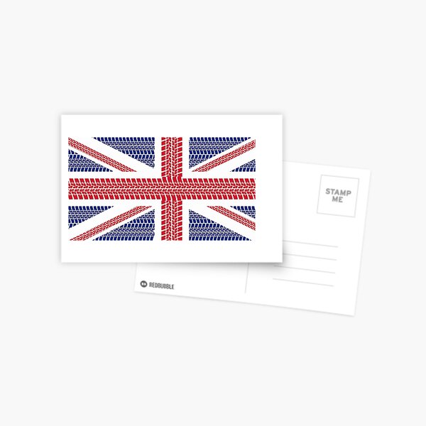 Tire track Union Jack British Flag Postcard