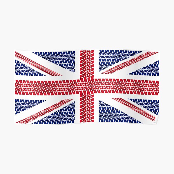 Tire track Union Jack British Flag Poster