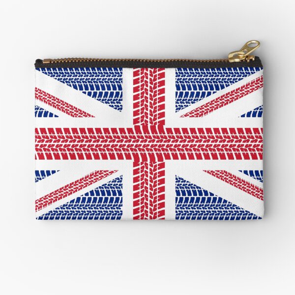 Tire track Union Jack British Flag Zipper Pouch