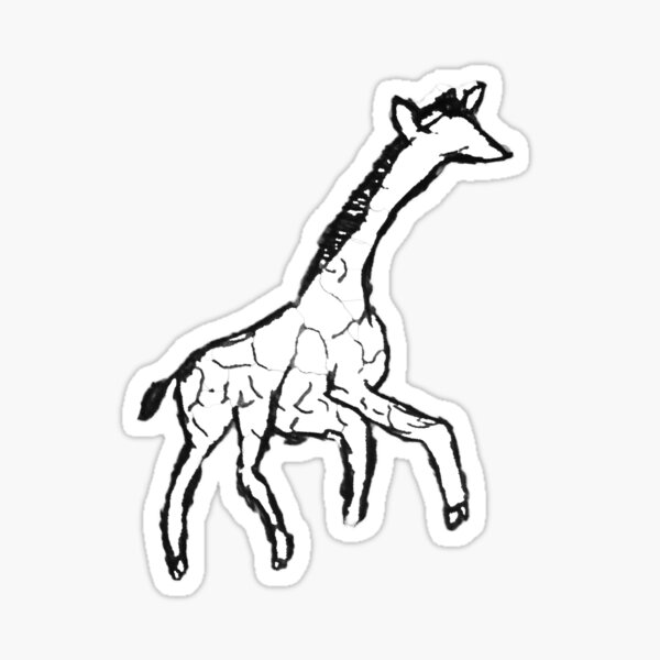 Minimalist Giraffe Ink Drawing Sticker