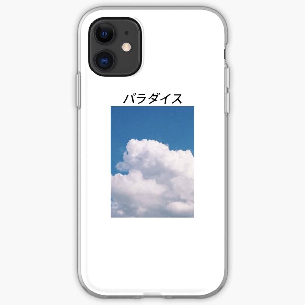 hecho para lucir de baja calidad con fines estéticos. La palabra japonesa dice 'Paraíso'. Funda blanda para iPhone