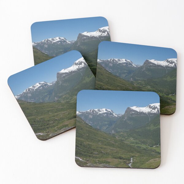 Item preview, Wonderful landscapes in Norway. Vestland. Beautiful scenery of mountain valley in Djupevatn on the Geiranger -Trollstigen scenic route. Snowed mountains and winding roads in background  designed and sold by Maurizio Fabbroni.