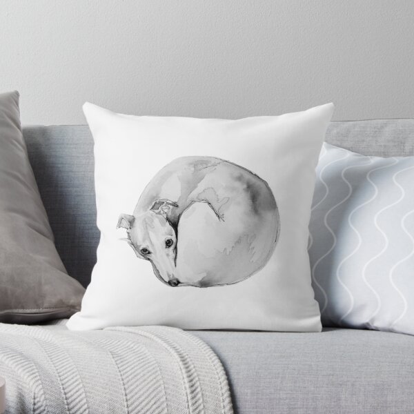 Whippet Curling Up To Sleep Throw Pillow