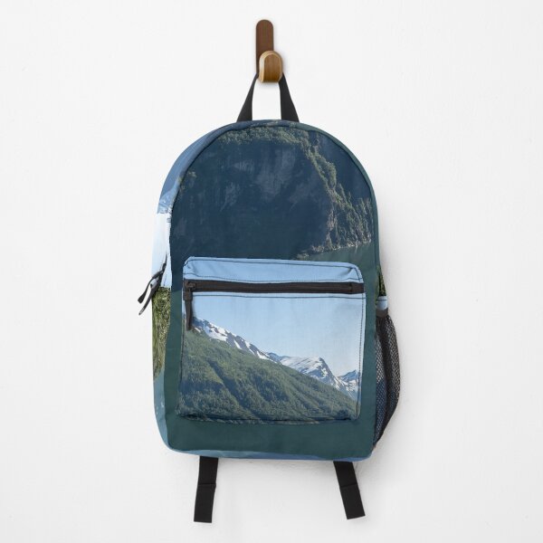 Item preview, Wonderful landscapes in Norway. Vestland. Beautiful scenery of Geiranger Fjord from the Ornesvingen viewpoint. Snowed mountains, trees and waterfalls designed and sold by Maurizio Fabbroni.