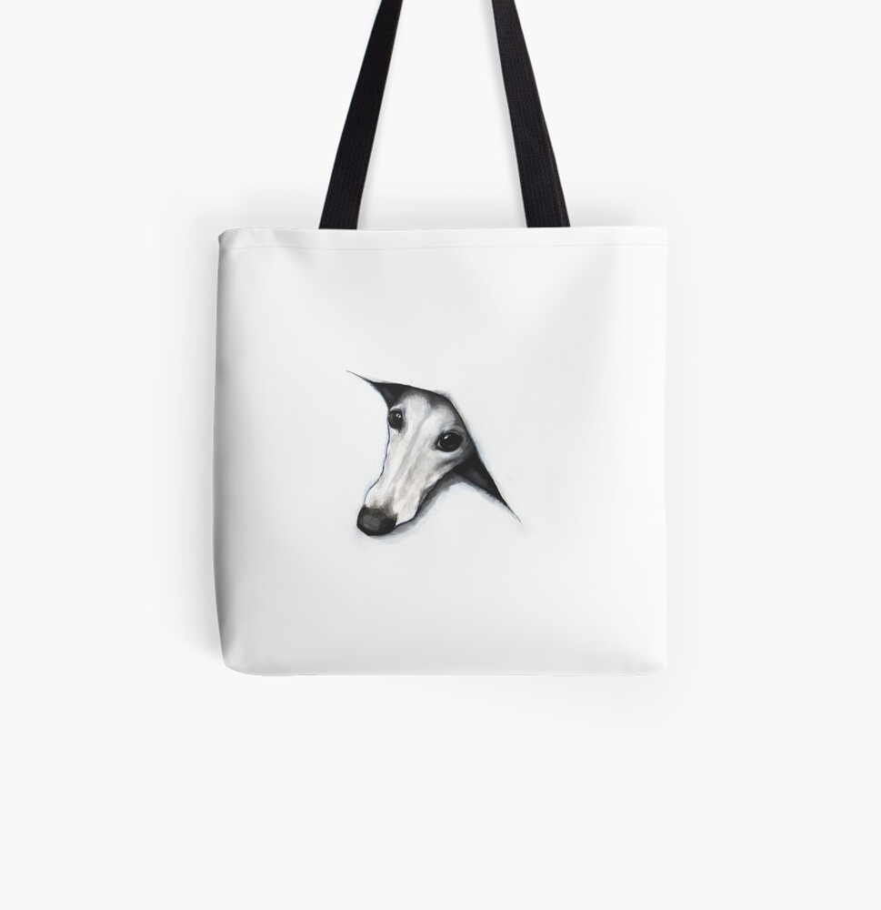 Peeping Whippet All Over Print Tote Bag